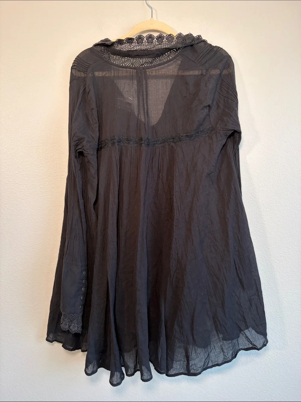 NWT Free People Victorian Mini Dress in Black - L
